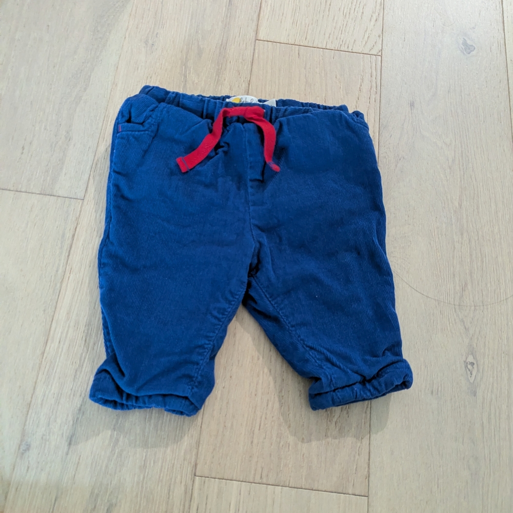 Baby Boden Navy Corduroy Joggers with Red Drawstring